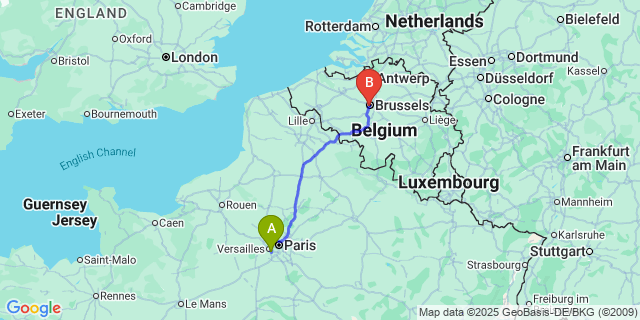 Map: Brussels Midi Train Station to Bièvre