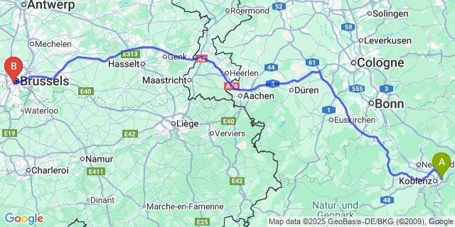 Map: Brussels Midi Train Station to Arenberg