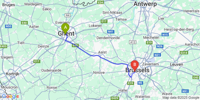 Map: Brussels Midi Train Station to Blandijnberg