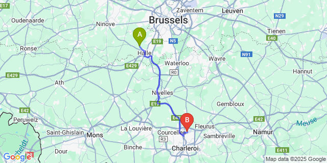 Map: Charleroi Airport Brussels South (CRL) to Breedhout