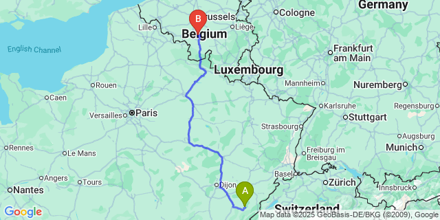 Map: Charleroi Airport Brussels South (CRL) to Chapois