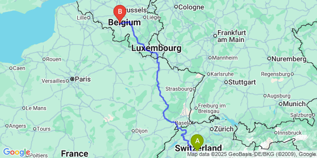 Map: Charleroi Airport Brussels South (CRL) to Cielle