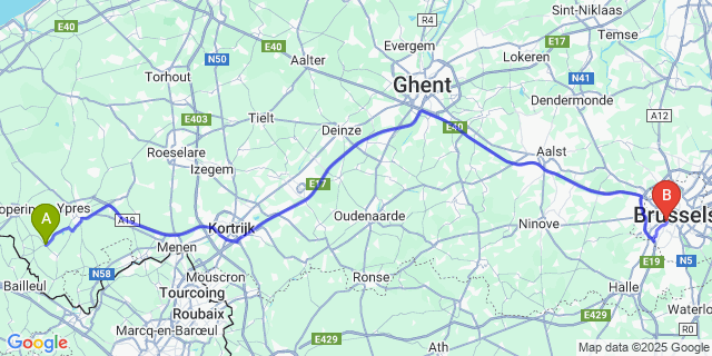 Map: Brussels Midi Train Station to De Klijte