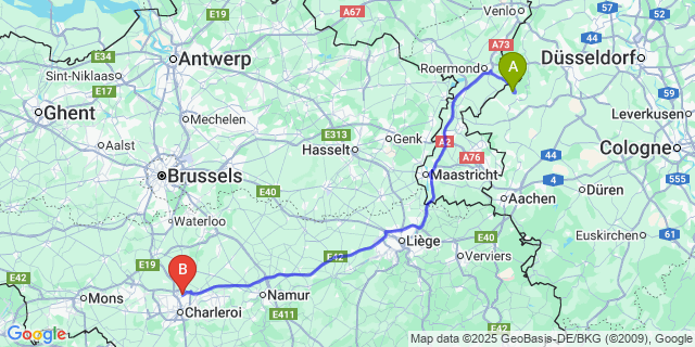 Map: Charleroi Airport Brussels South (CRL) to Elsum
