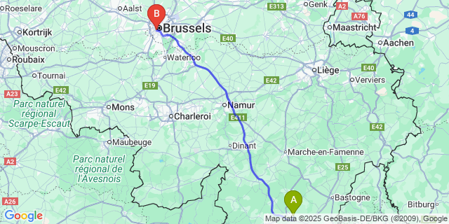 Map: Brussels Midi Train Station to Flohimont