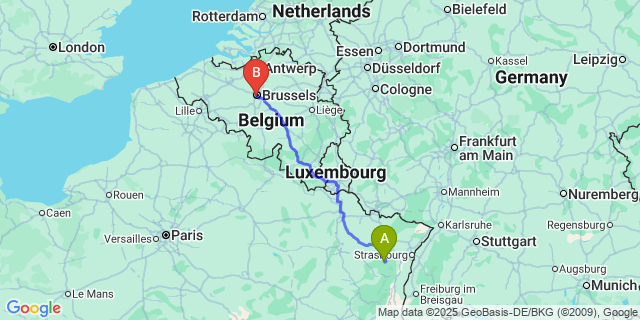 Map: Brussels Midi Train Station to Fourneau
