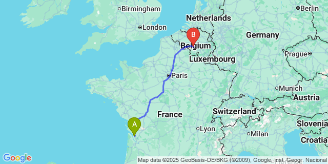 Map: Charleroi Airport Brussels South (CRL) to Gendron