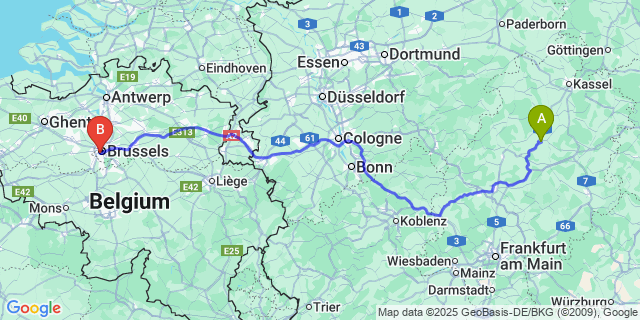 Map: Brussels Midi Train Station to Gompel
