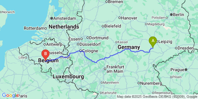 Map: Charleroi Airport Brussels South (CRL) to Hamal