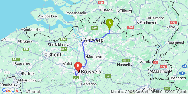 Map: Brussels Midi Train Station to Heizijde