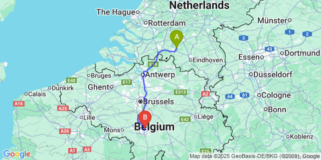Map: Charleroi Airport Brussels South (CRL) to Heukelom