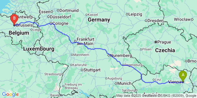 Map: Brussels Midi Train Station to Jannee
