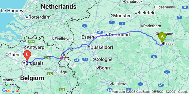 Map: Brussels Zaventem Airport (BRU) to La Gage