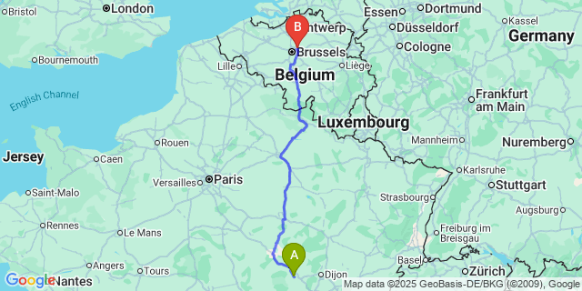 Map: Brussels Zaventem Airport (BRU) to Mont-Saint-Jean