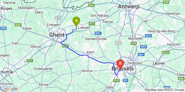Map: Brussels Midi Train Station to Oudenbos