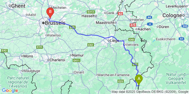 Map: Brussels Zaventem Airport (BRU) to Our