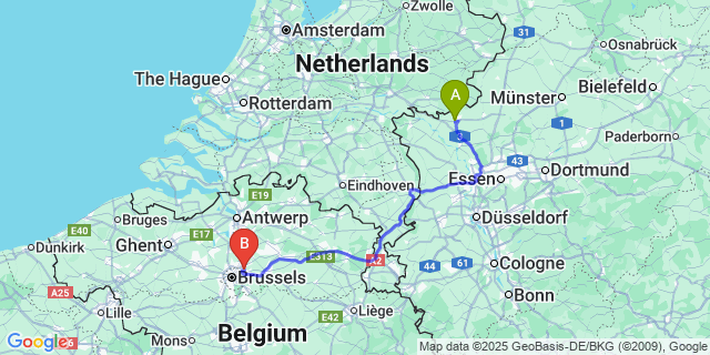 Map: Brussels Zaventem Airport (BRU) to Ruiter