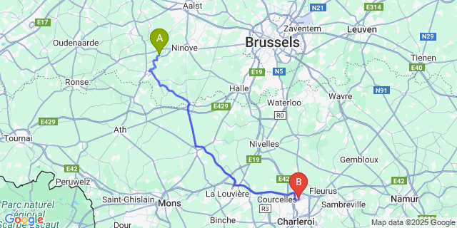 Map: Charleroi Airport Brussels South (CRL) to Smeerebbe