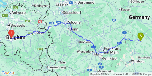 Map: Charleroi Airport Brussels South (CRL) to Strud