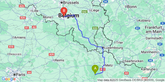 Map: Charleroi Airport Brussels South (CRL) to Sur-le-Mont