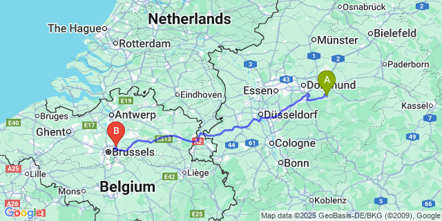 Map: Brussels Zaventem Airport (BRU) to Terbruggen
