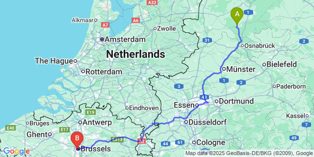 Map: Brussels Midi Train Station to Terheide