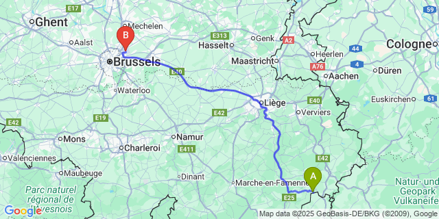 Map: Brussels Zaventem Airport (BRU) to Wathermal