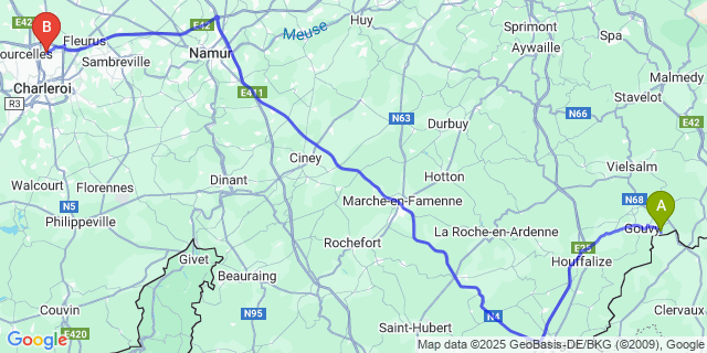 Map: Charleroi Airport Brussels South (CRL) to Wathermal