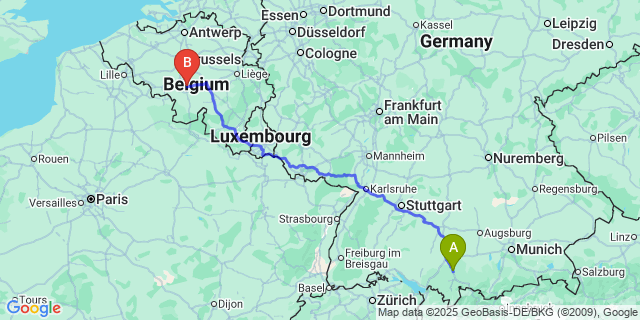 Map: Charleroi Airport Brussels South (CRL) to Wahl