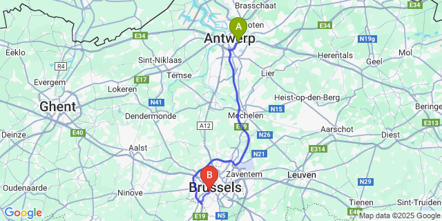 Map: Brussels Midi Train Station to Borgerhout