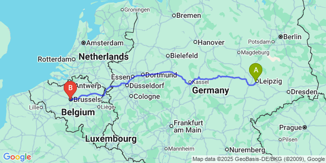 Map: Brussels Midi Train Station to Clavier