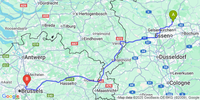 Map: Brussels Zaventem Airport (BRU) to Egem