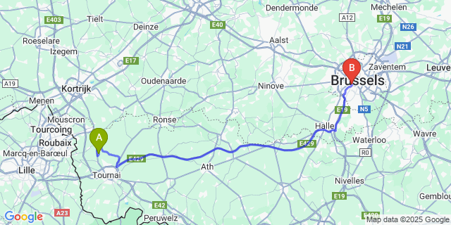 Map: Brussels Midi Train Station to Esquelmes