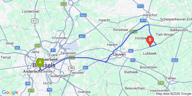 Map: Brussels Midi Train Station to Amstelveen