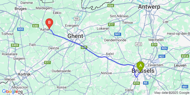 Map: Brussels Midi Train Station to Bellem