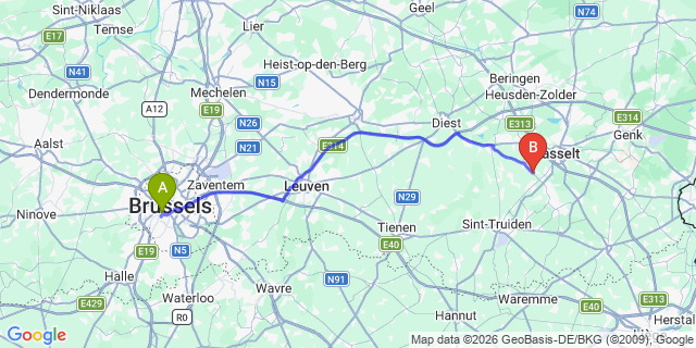 Map: Brussels Midi Train Station to Enkhuizen