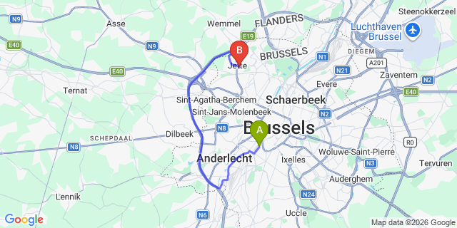 Map: Brussels Midi Train Station to Eurocap, Brussels