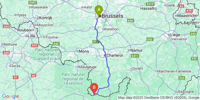 Map: Brussels Midi Train Station to Forge-Philippe