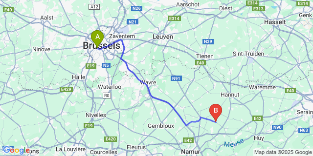Map: Brussels Midi Train Station to Forville