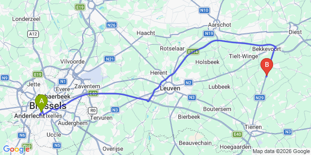 Map: Brussels Midi Train Station to Gorinchem