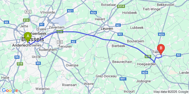 Map: Brussels Midi Train Station to Grimde