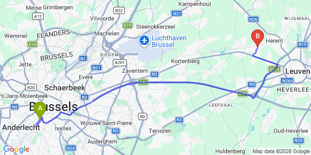 Map: Brussels Midi Train Station to Haarlem