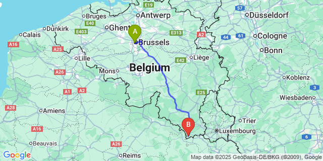 Map: Brussels Midi Train Station to Harnoncourt