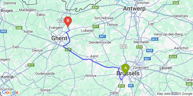 Map: Brussels Midi Train Station to Hijfte