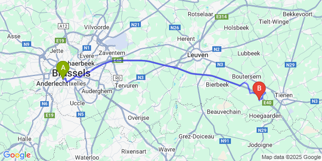 Map: Brussels Midi Train Station to Hoksem