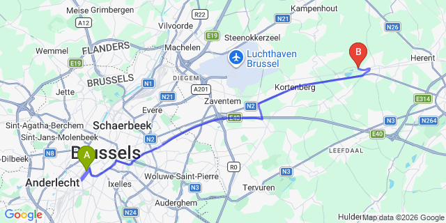 Map: Brussels Midi Train Station to IJmuiden