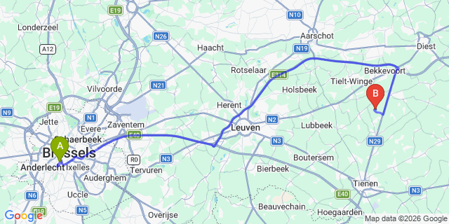 Map: Brussels Midi Train Station to Koggenland