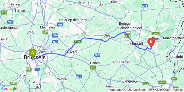 Map: Brussels Midi Train Station to Lelystad