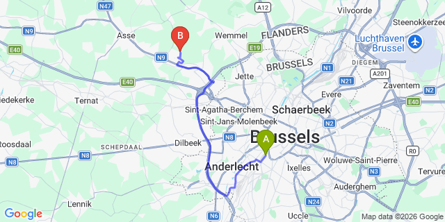 Map: Brussels Midi Train Station to Maassluis