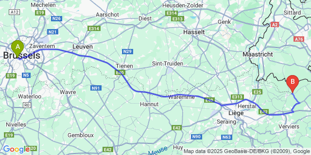 Map: Brussels Midi Train Station to Merckhof
